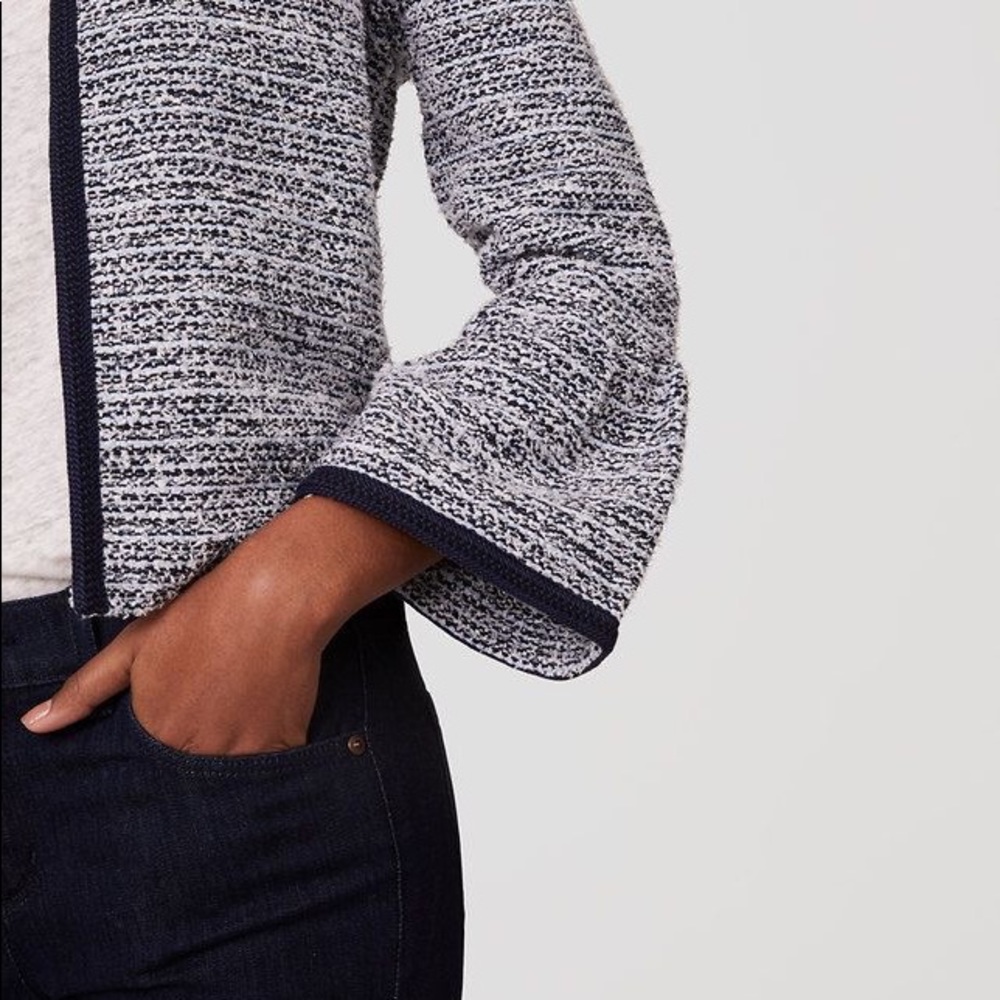 Loft Navy Cream Tweed Boucle Jacket - Picture 2 of 6
